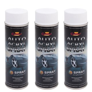 3x Lackspray CC Autoacryl weiss matt RAL 9003 Spray 500ml