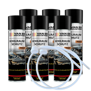 VAN ES INDUSTRIES 6x Hohlraumschutz braun Hohlraumversiegelung Spray 500ml Wachs + 60cm Sonde