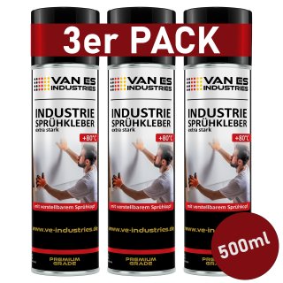 VAN ES INDUSTRIES 3x Industrie Sprühkleber permanent haftend bis 80°C 500ml