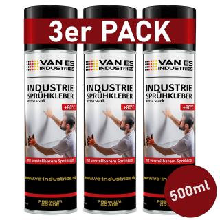 VAN ES INDUSTRIES 3x Industrie Sprühkleber permanent haftend bis 80°C 500ml