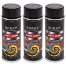 3x Lackspray 400ml Acryl Schwarz glänzend RAL 9005...