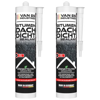 VAN ES Bitumen Dach Dichtstoff lösemittelfrei 2x 300ml Kartusche Reparatur Kleber