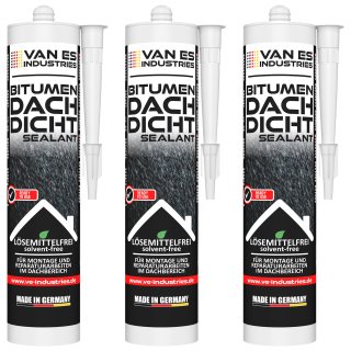 VAN ES Bitumen Dach Dichtstoff lösemittelfrei 3x 300ml Kartusche Reparatur Kleber