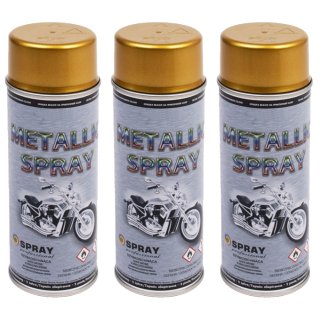 3x Goldlack Metallic Effekt Metallicspray Flakes metallischen Glanz Lackspray Sprühfarbe 400ml