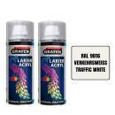 Sprühlack Acryl 2x 400ml - RAL9016 Verkehrsweiß glänzend - Holz, Metall, Kunststoff DIY