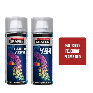 Sprühlack Acryl 2x 400ml - RAL3000 Feuerrot glänzend – Holz, Metall, Kunststoff DIY