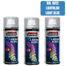 Sprühlack Acryl 3x 400ml - RAL5012 Lichtblau...