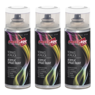 Sprühlack Acryl 3x 400ml - RAL9016 Verkehrsweiß glänzend - Holz, Metall, Kunststoff DIY