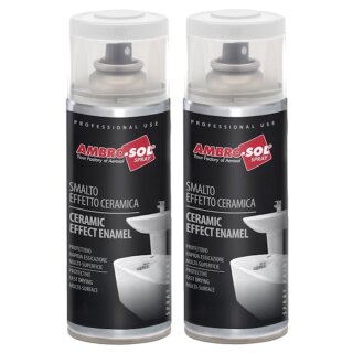 Keramik-Effekt Emaille Spray 2x 400 ml Weiß für Bad, Fliesen & Sanitär