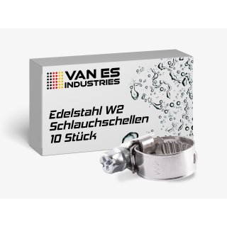 VAN ES 10 x Schlauchschellen Edelstahl 8-12mm W2 DIN 3017