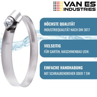 VAN ES 10 x Schlauchschellen Edelstahl 20-32mm W2 DIN 3017