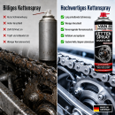VAN ES Kettenspray Seilfett 400ml – PREMIUM Kettenfett Motorrad, Fahrrad & Quad | Haftstark, Wasserabweisend, Verschleißschutz, O/X/Z-Ring geeignet