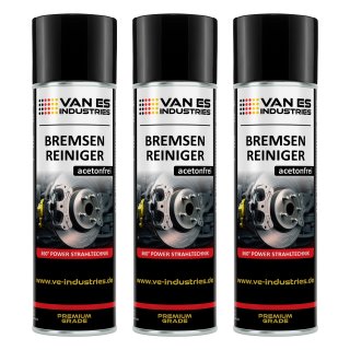 VAN ES INDUSTRIES 3x Bremsenreiniger 500ml 360° Power-Strahltechnik Teilereiniger Entfetter Sprühdose Acetonfrei Spraydose