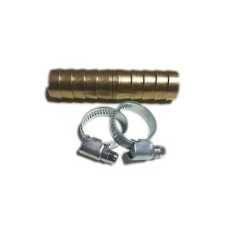 Schlauchverbinder Ø 19mm Messing für Ablaufschläuche mit Schlauchschellen 16-27mm